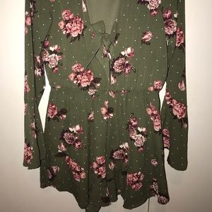 Rue 21 Olive and Floral Romper